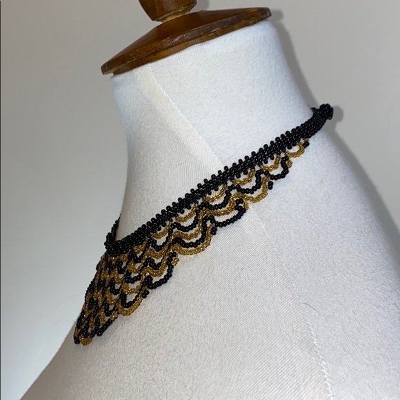 Black & Gold Seed Bead Necklace - Picture 4 of 11
